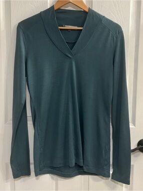 Ibex Merino Wool Long Sleeve Top Womens L USA Made New Zealand Teal